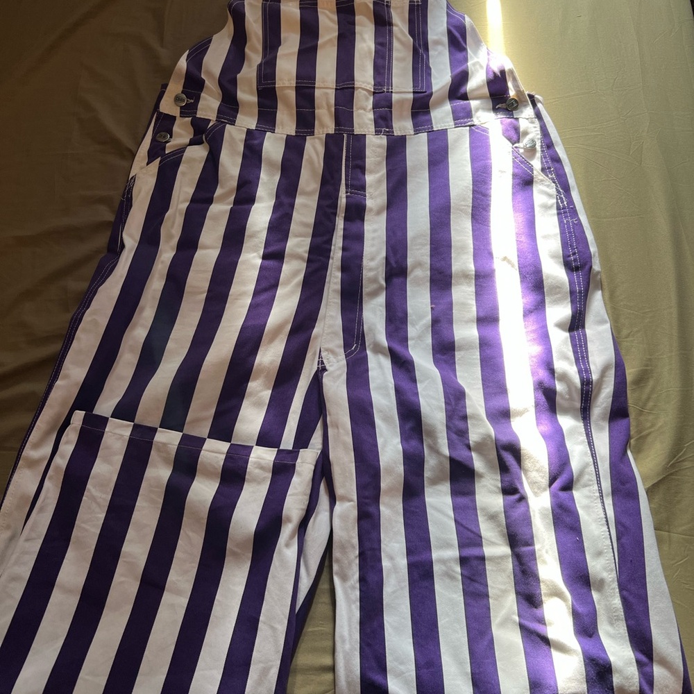 Striped Purple and White Game Day Overalls